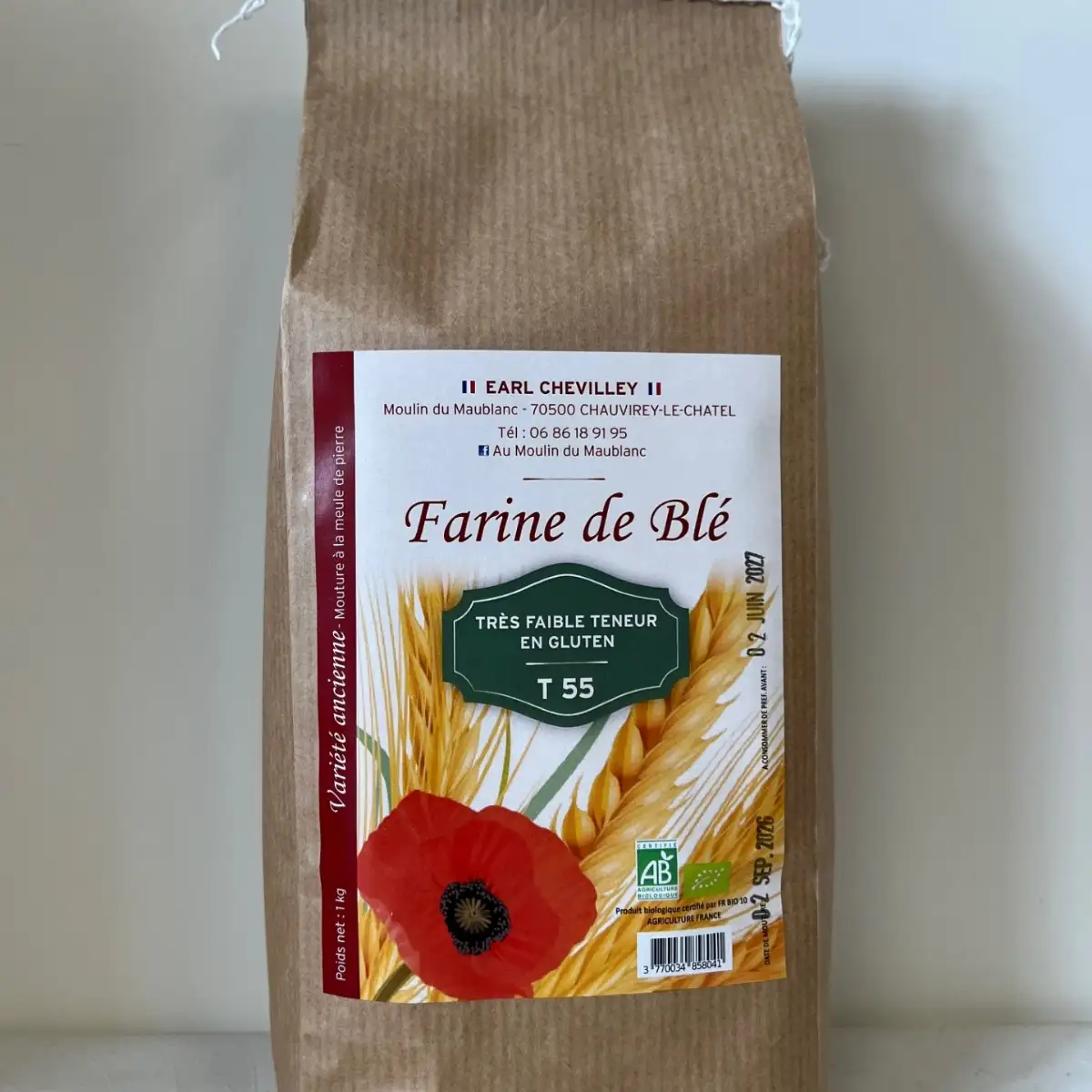 Farine T55 très faible teneur en gluten