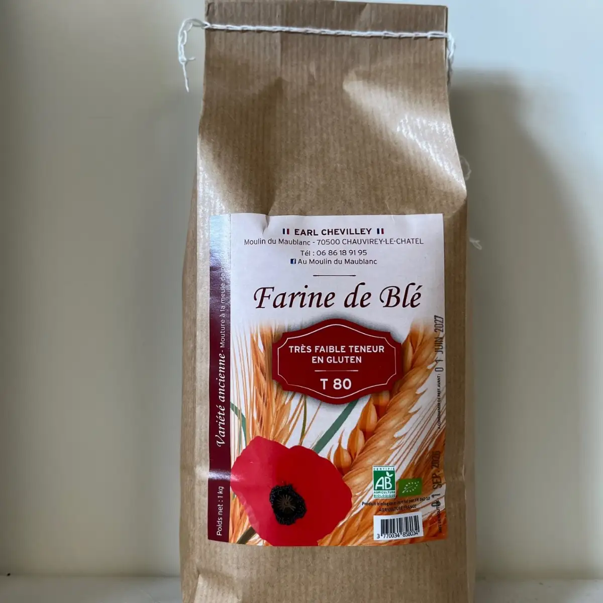 Farine T80 très faible teneur en gluten