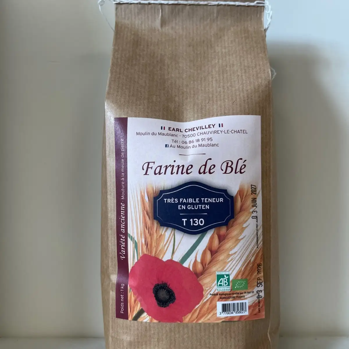 Farine T130 très faible teneur en gluten